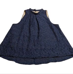 Love Fire Navy Lace Tank Camisole Sleeveless Top S EUC